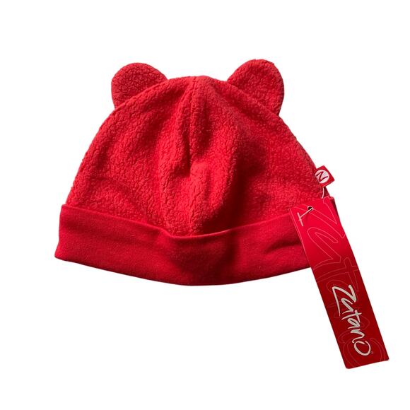 Zutano Red Fleece Winter Hat with Ears - 12 Months - Picture 1 of 2